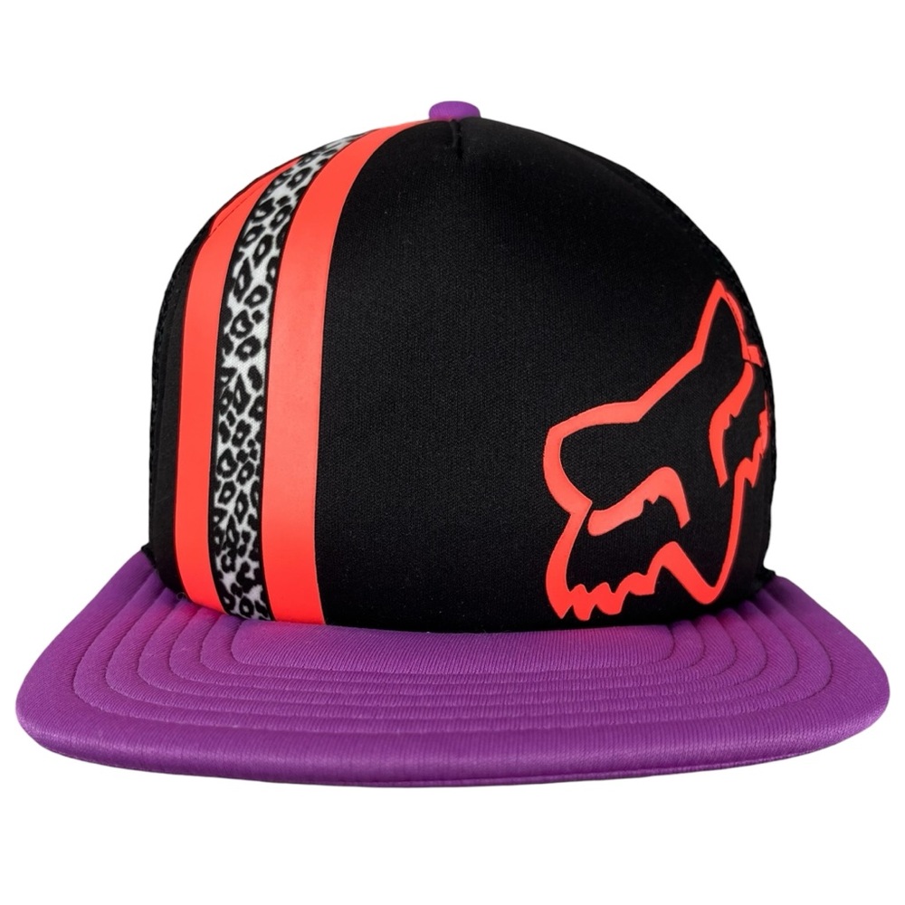 Fox Racing Women’s Snapback Hat Black Purple Neon Logo Mesh Trucker